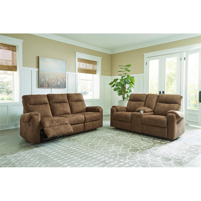 Signature Design by Ashley Edenwold Brown Reclining Loveseat with Console