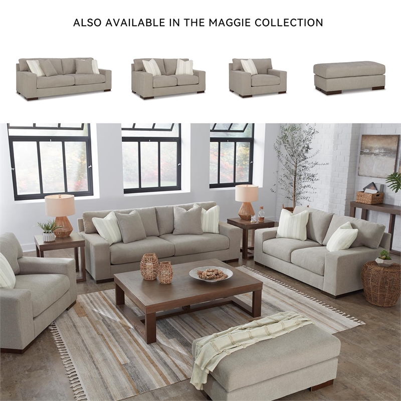 Signature Design by Ashley Maggie Flax Loveseat with Decorative Accent Pillows