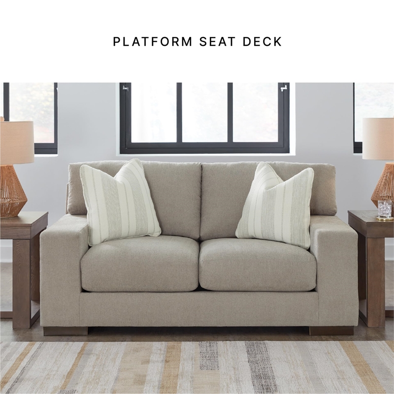 Signature Design by Ashley Maggie Flax Loveseat with Decorative Accent Pillows