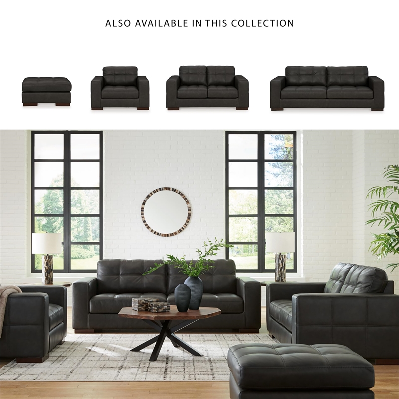 Ashley Furniture Luigi Thunder Loveseat with Exposed Feet and Faux Wood Finish