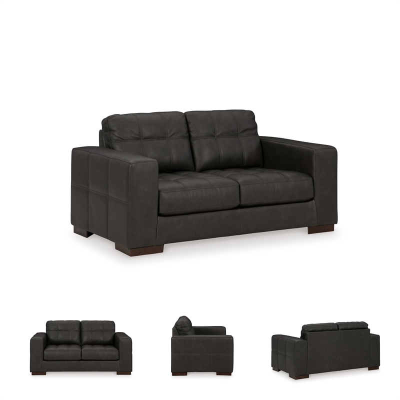 Ashley Furniture Luigi Thunder Loveseat with Exposed Feet and Faux Wood Finish