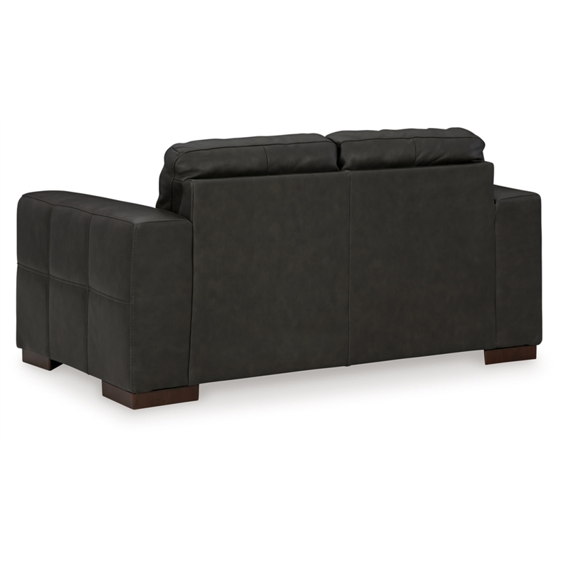 Ashley Furniture Luigi Thunder Loveseat with Exposed Feet and Faux Wood Finish