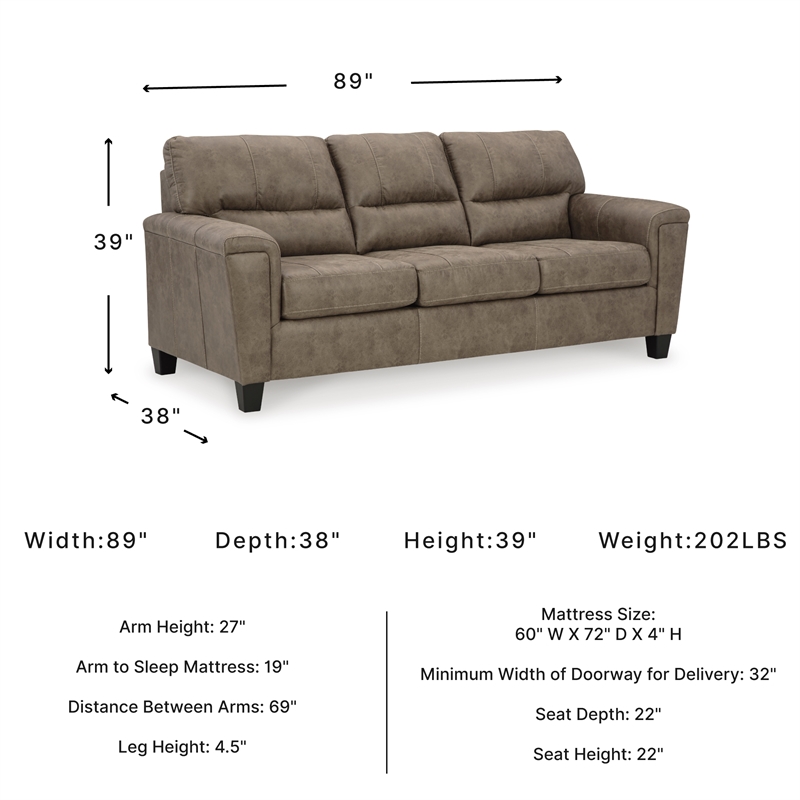 Signature Design by Ashley Navi Queen Sofa Sleeper in Brown