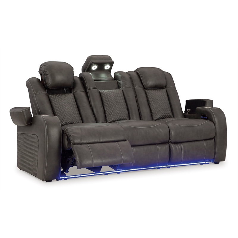 Signature Design by Ashley Fyne-Dyme Brown Power Reclining Sofa