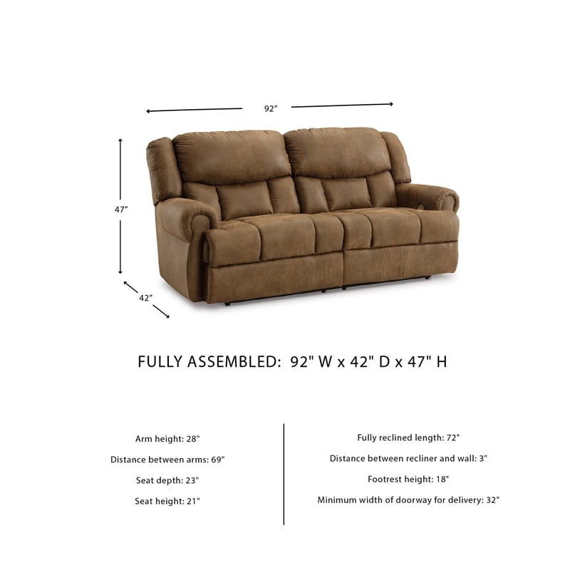 Signature Design by Ashley Boothbay Brown Power Reclining Sofa
