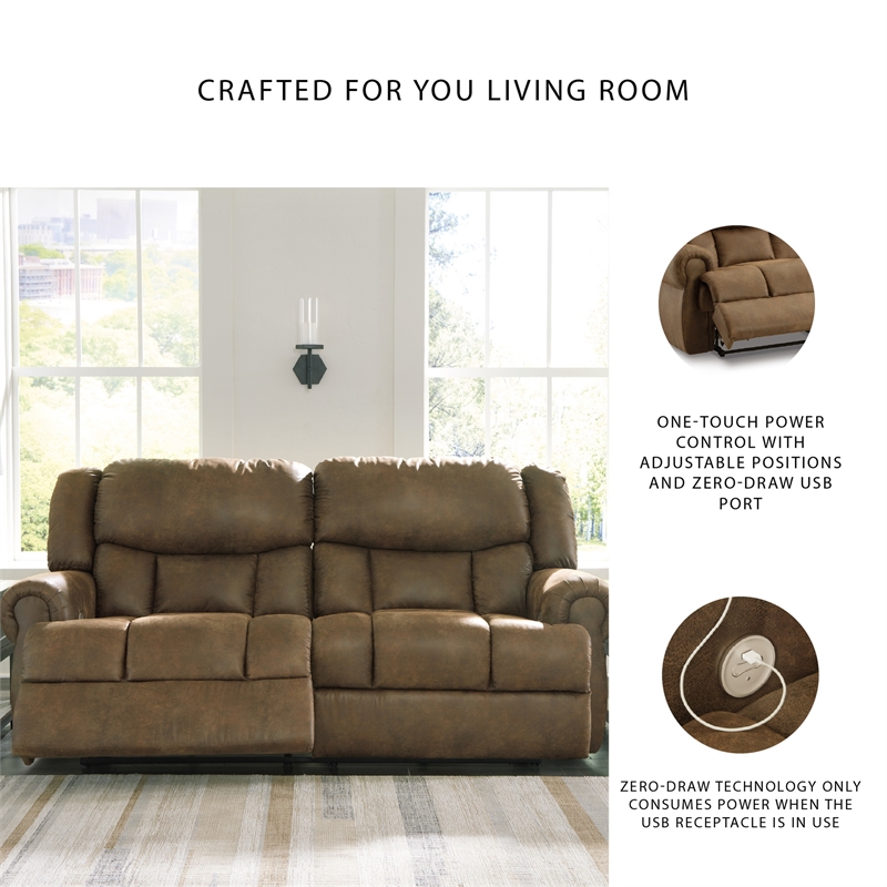 Signature Design by Ashley Boothbay Brown Power Reclining Sofa