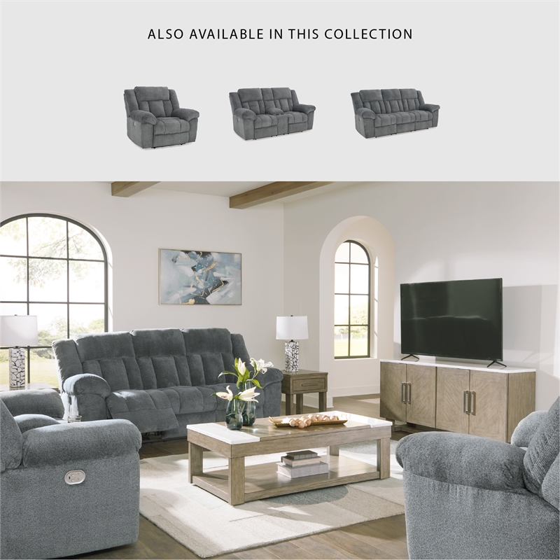 Signature Design by Ashley Tip-Off Slate Power Reclining Sofa