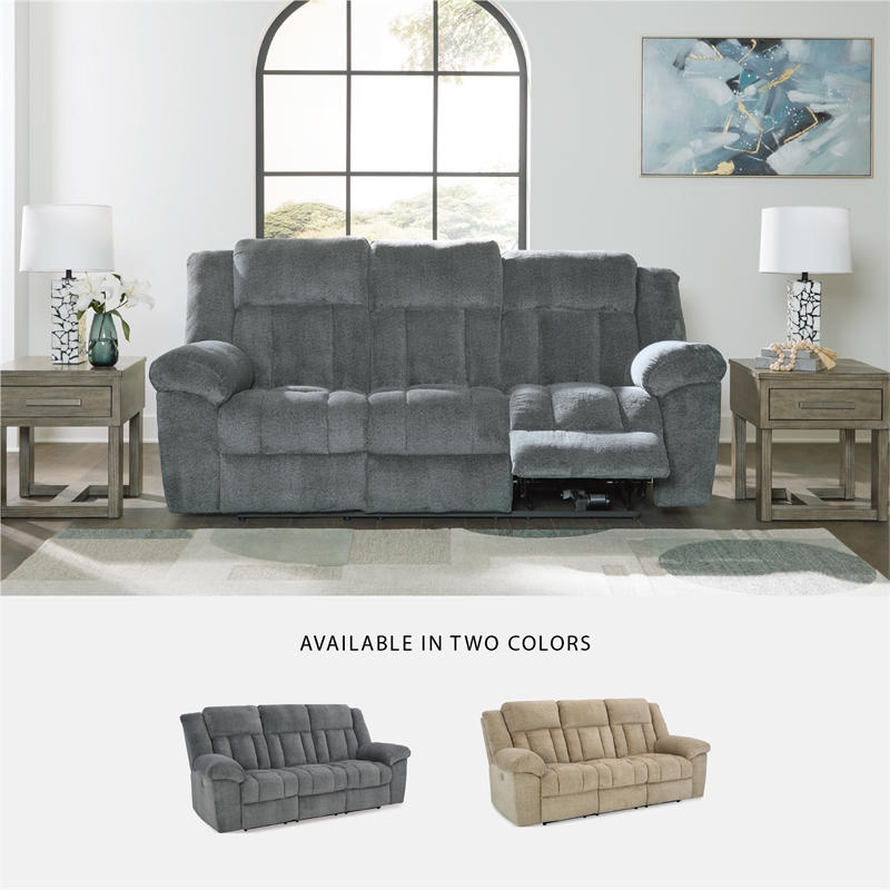 Signature Design by Ashley Tip-Off Slate Power Reclining Sofa