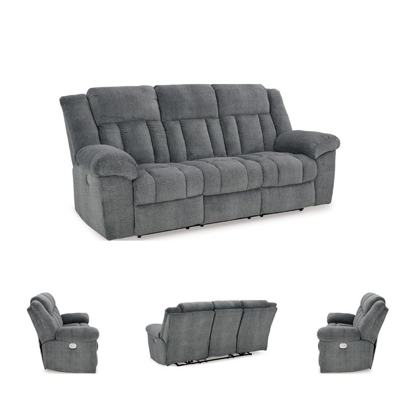 Signature Design by Ashley Tip-Off Slate Power Reclining Sofa