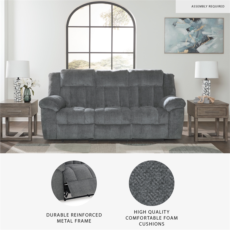 Signature Design by Ashley Tip-Off Slate Power Reclining Sofa