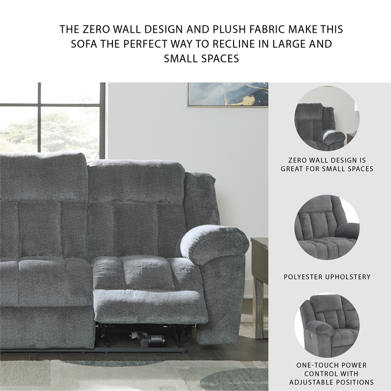 Signature Design by Ashley Tip-Off Slate Power Reclining Sofa