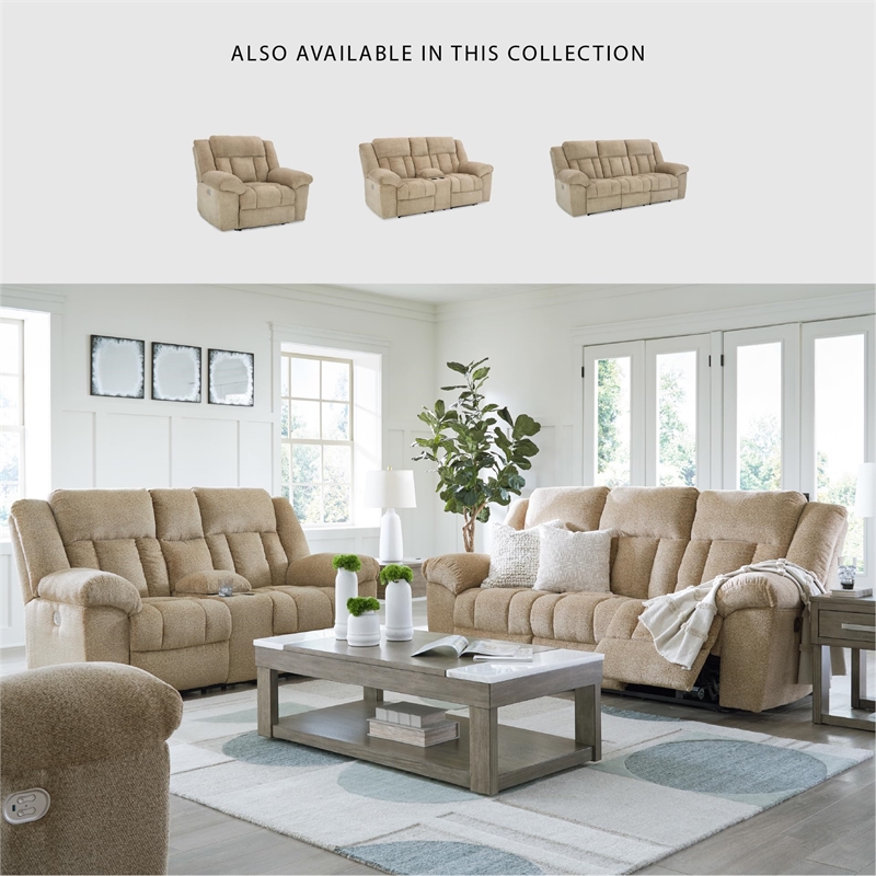 Signature Design by Ashley Tip-Off Wheat Power Reclining Sofa