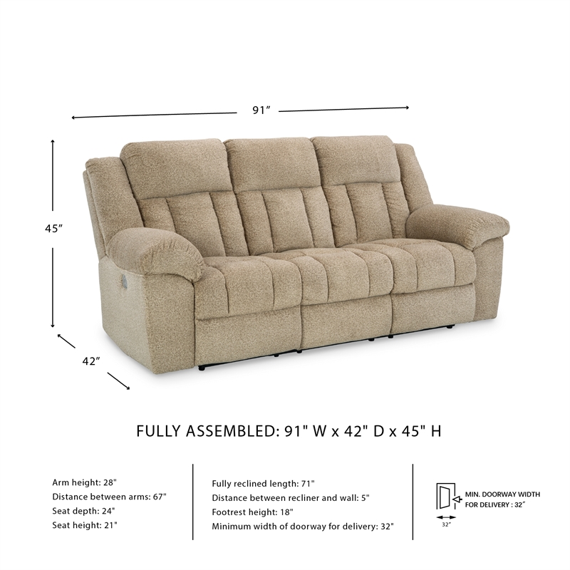 Signature Design by Ashley Tip-Off Wheat Power Reclining Sofa