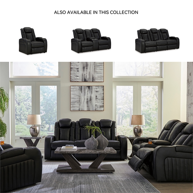 Signature Design by Ashley Caveman Den Black Power Reclining Sofa
