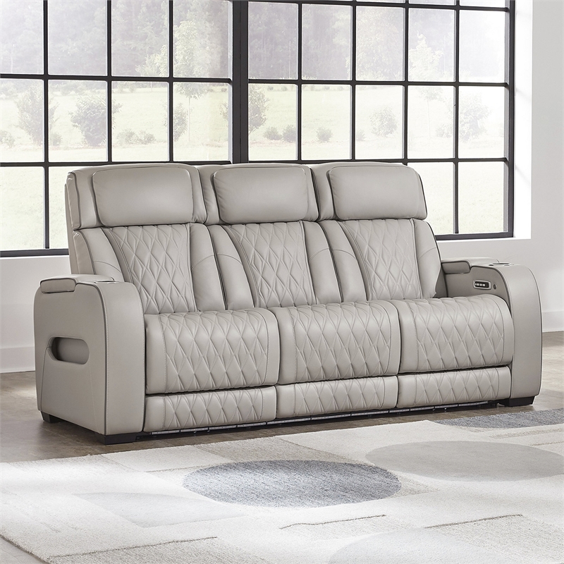 Signature Design by Ashley Boyington Power Reclining Sofa in Gray