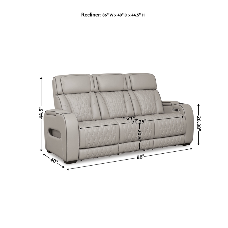 Signature Design by Ashley Boyington Power Reclining Sofa in Gray