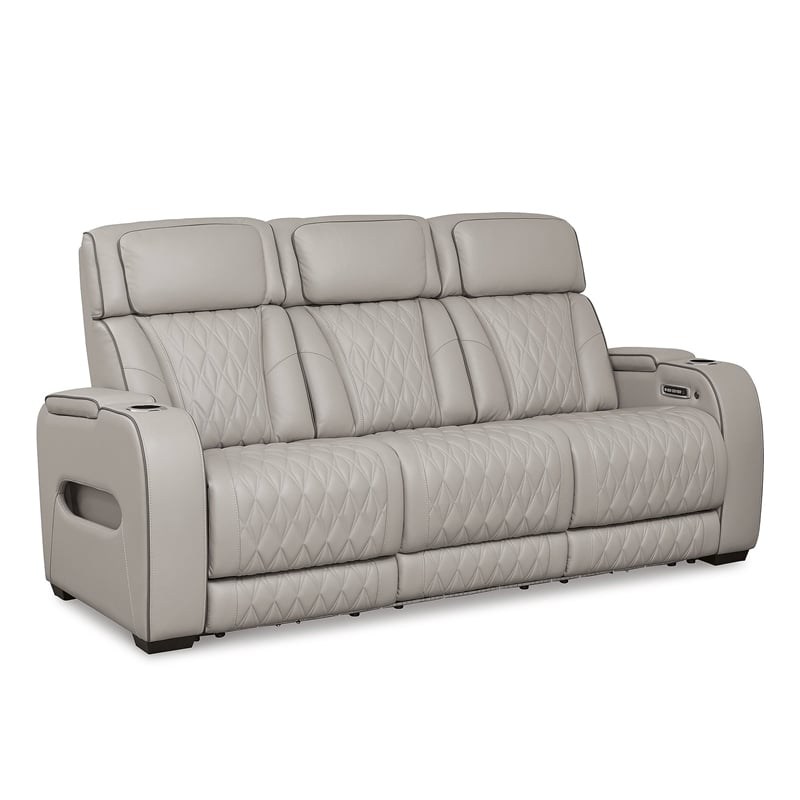 Signature Design by Ashley Boyington Power Reclining Sofa in Gray