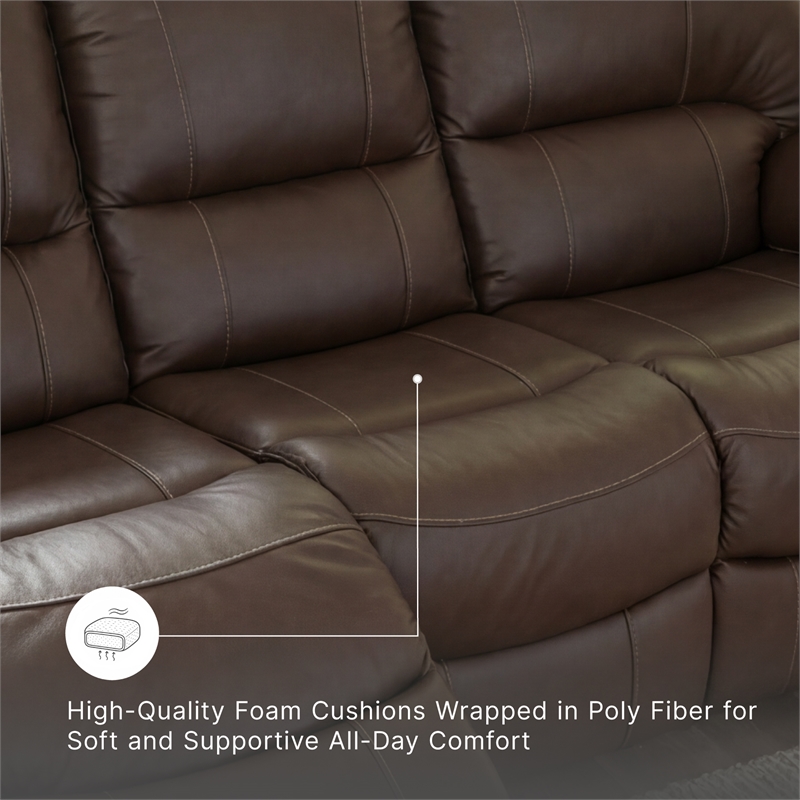 Signature Design by Ashley Leesworth Dark Brown Power Reclining Sofa