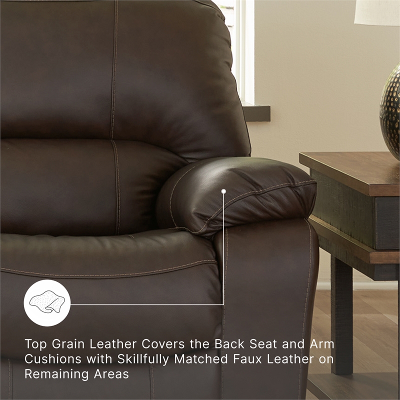 Signature Design by Ashley Leesworth Dark Brown Power Reclining Sofa