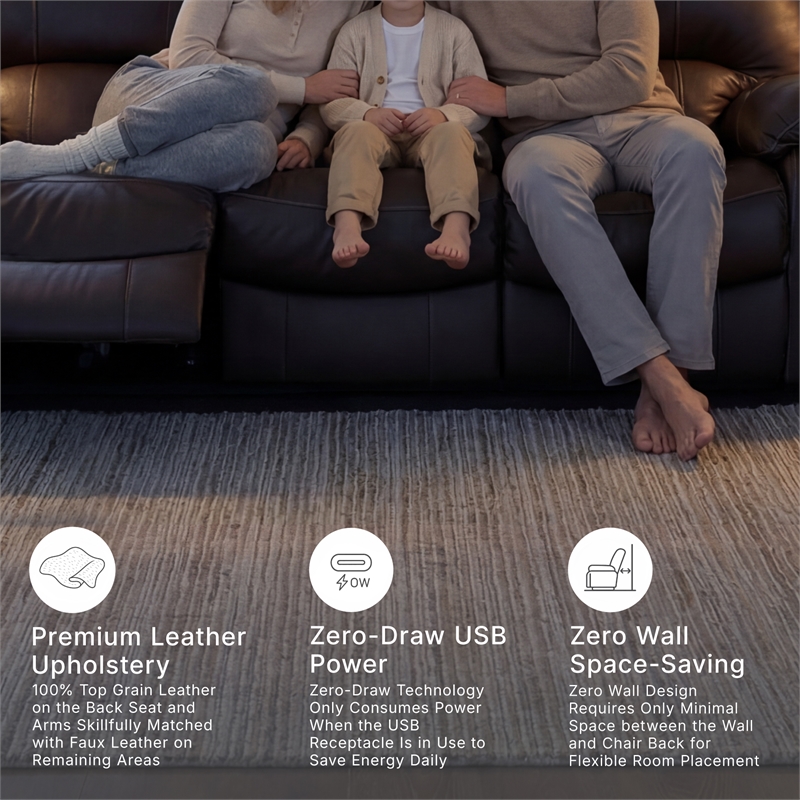 Signature Design by Ashley Leesworth Dark Brown Power Reclining Sofa