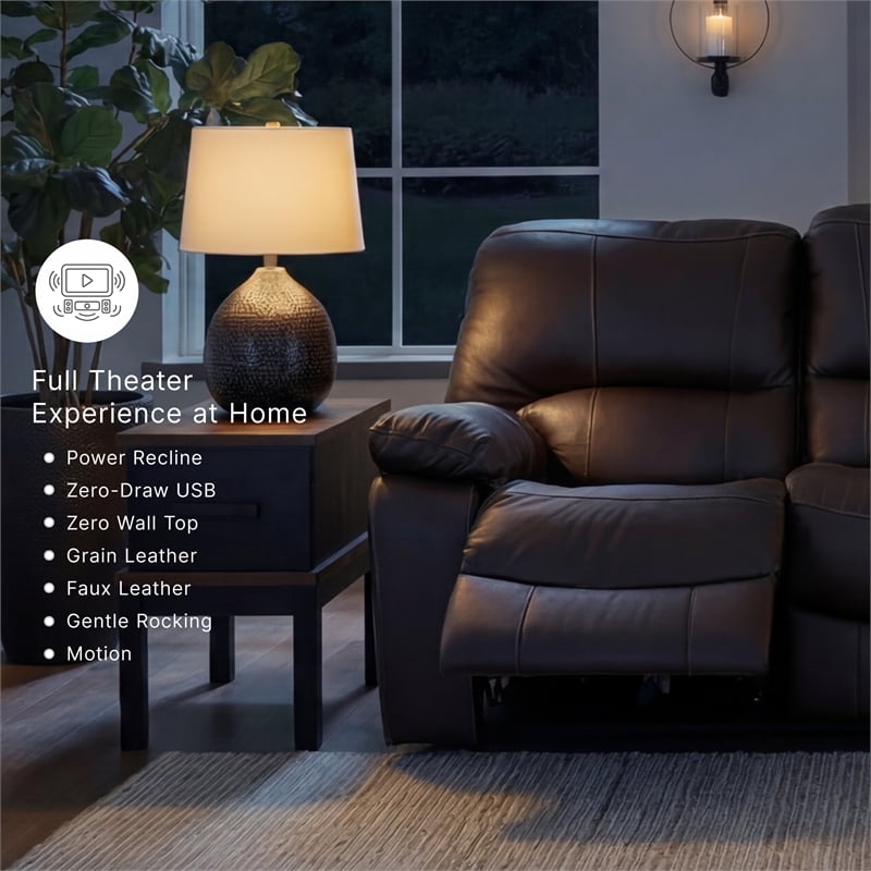 Signature Design by Ashley Leesworth Dark Brown Power Reclining Sofa