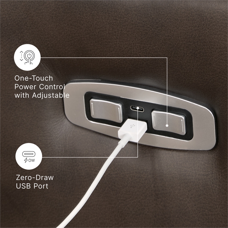 Signature Design by Ashley Leesworth Dark Brown Power Reclining Sofa