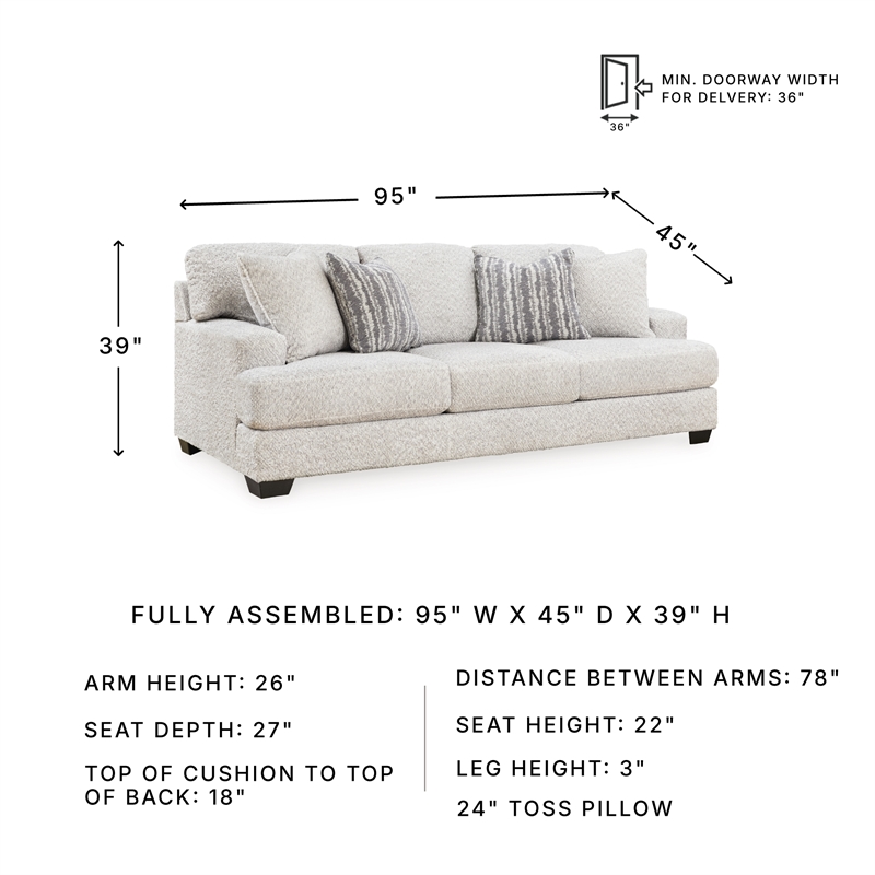 Signature Design by Ashley Brebryan Flannel Sofa with Decorative Accent Pillows