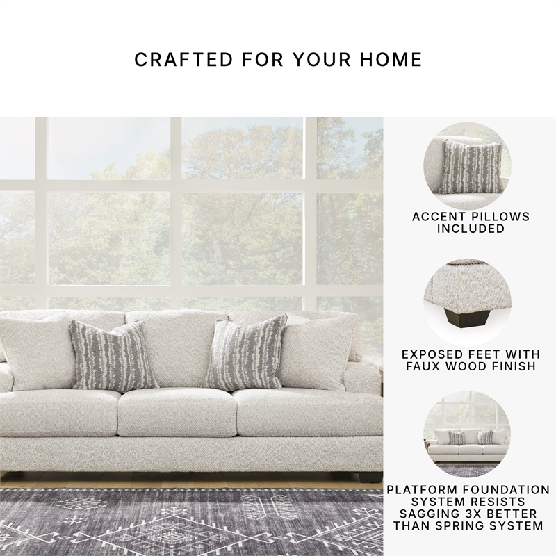 Signature Design by Ashley Brebryan Flannel Sofa with Decorative Accent Pillows