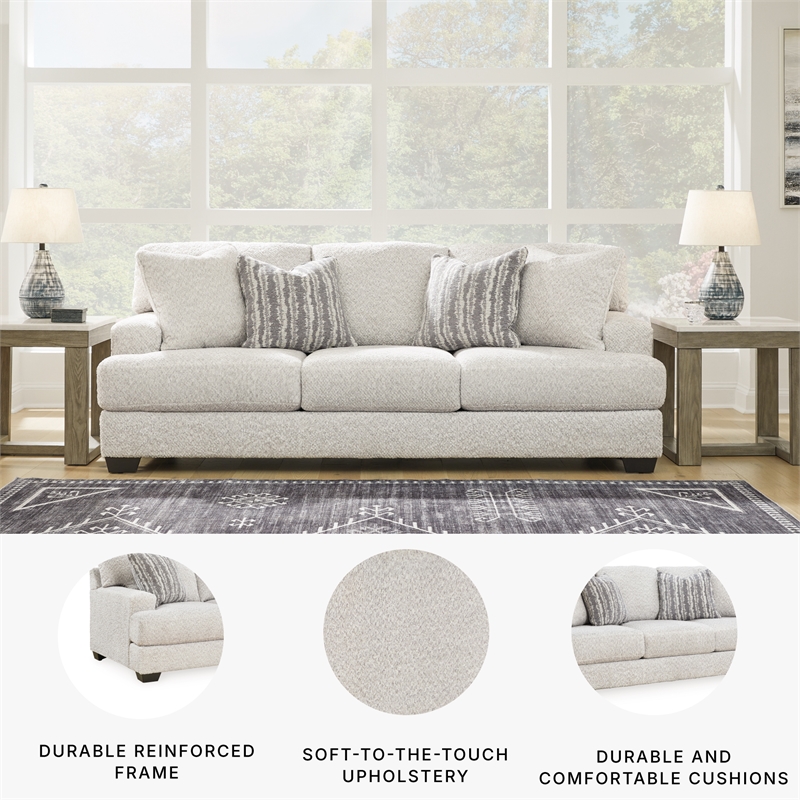 Signature Design by Ashley Brebryan Flannel Sofa with Decorative Accent Pillows