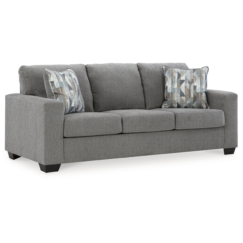 Signature Design by Ashley Deltona Graphite Sofa with Decorative Accent Pillows