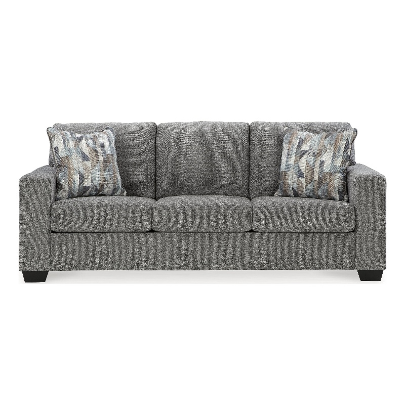 Signature Design by Ashley Deltona Graphite Sofa with Decorative Accent Pillows