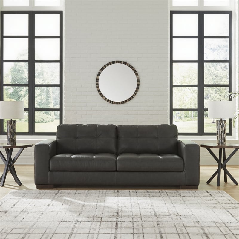 Ashley Furniture Luigi Thunder Sofa with Exposed feet and Faux Wood Finish