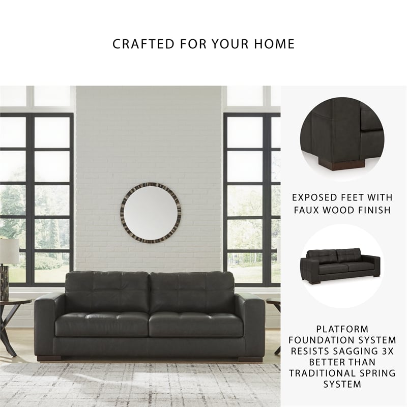 Ashley Furniture Luigi Thunder Sofa with Exposed feet and Faux Wood Finish