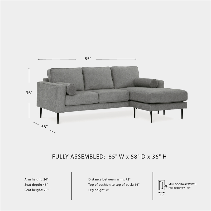 Signature Design by Ashley Hazela Charcoal Sofa Chaise