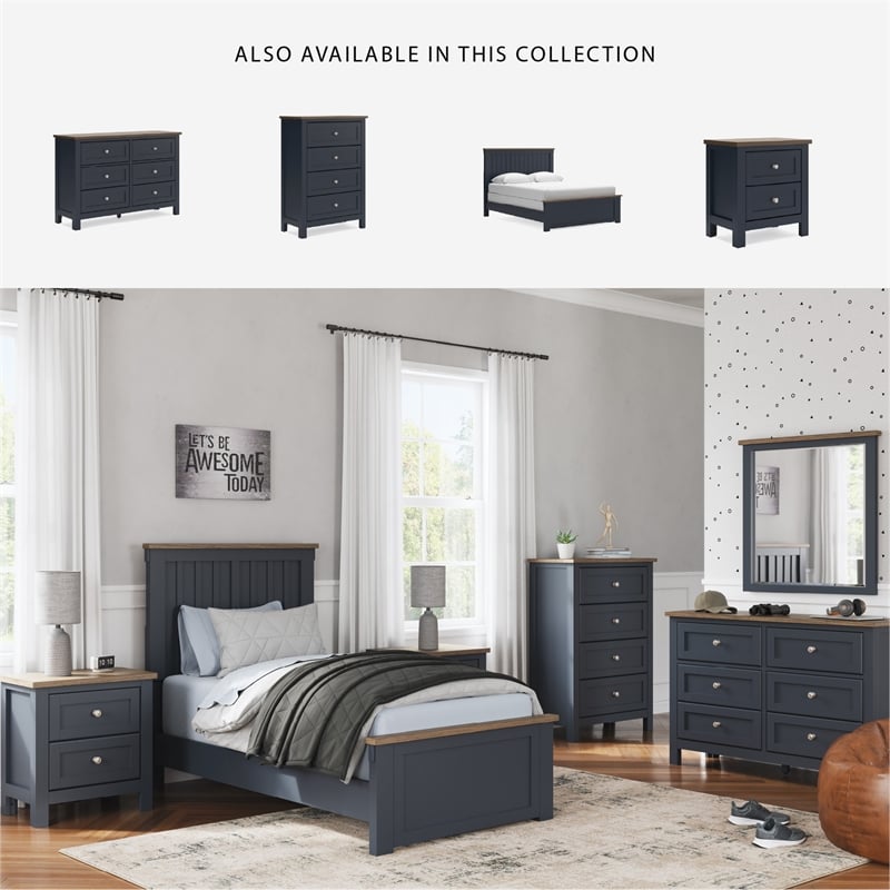Ashley Furniture Landocken Solid Wood 4-Drawers Bedroom Chest in Dark Slate Blue