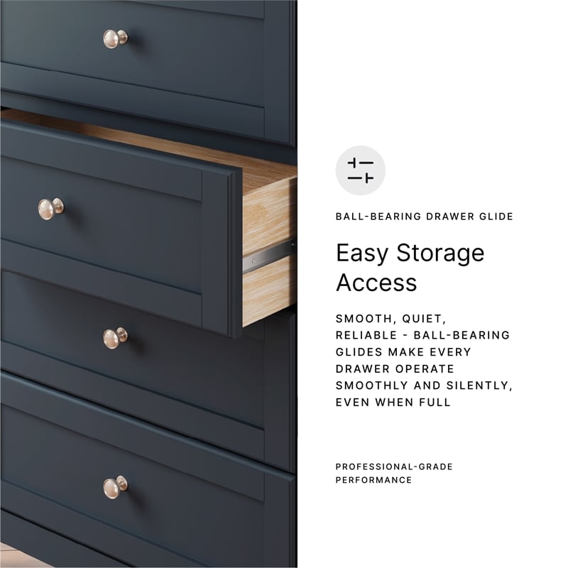 Ashley Furniture Landocken Solid Wood 4-Drawers Bedroom Chest in Dark Slate Blue