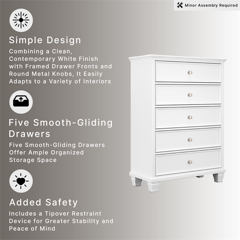 Ashley Furniture Fortman White Chest of Drawers