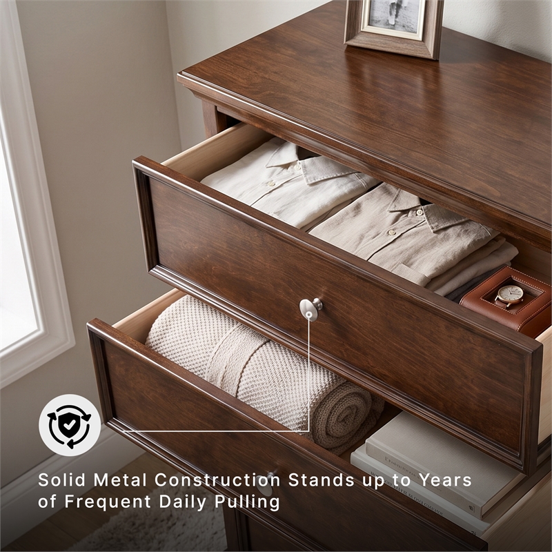 Ashley Furniture Danabrin Solid Wood 5-Drawers Bedroom Chest in Brownish Cherry