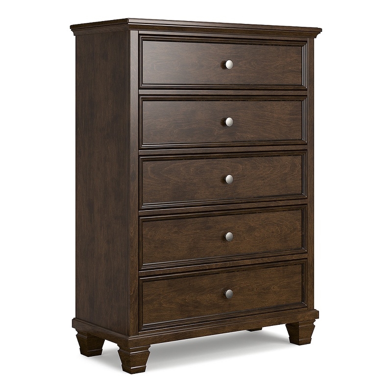 Ashley Furniture Danabrin Solid Wood 5-Drawers Bedroom Chest in Brownish Cherry