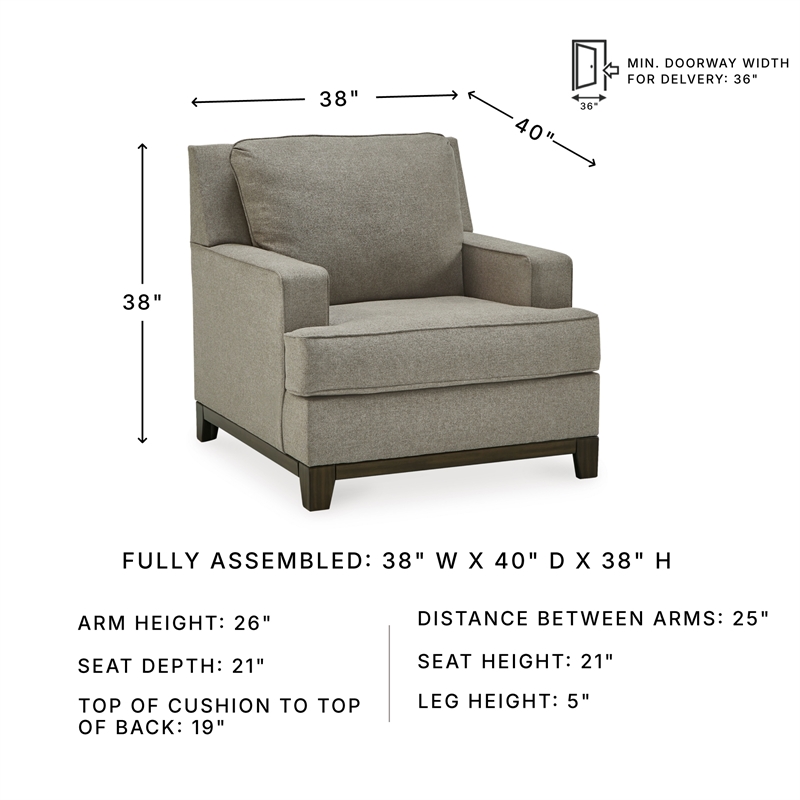 Ashley Furniture Kaywood Polyester Upholstered Accent Chair in Granite