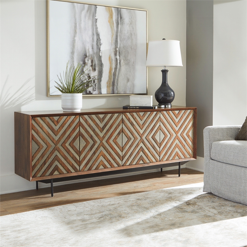 Signature Design by Ashley Dreggan Brown & Grayish Gold Accent Cabinet