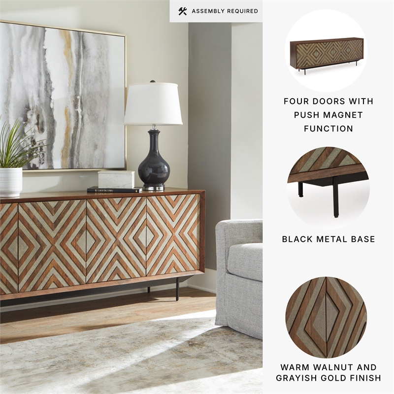 Signature Design by Ashley Dreggan Brown & Grayish Gold Accent Cabinet