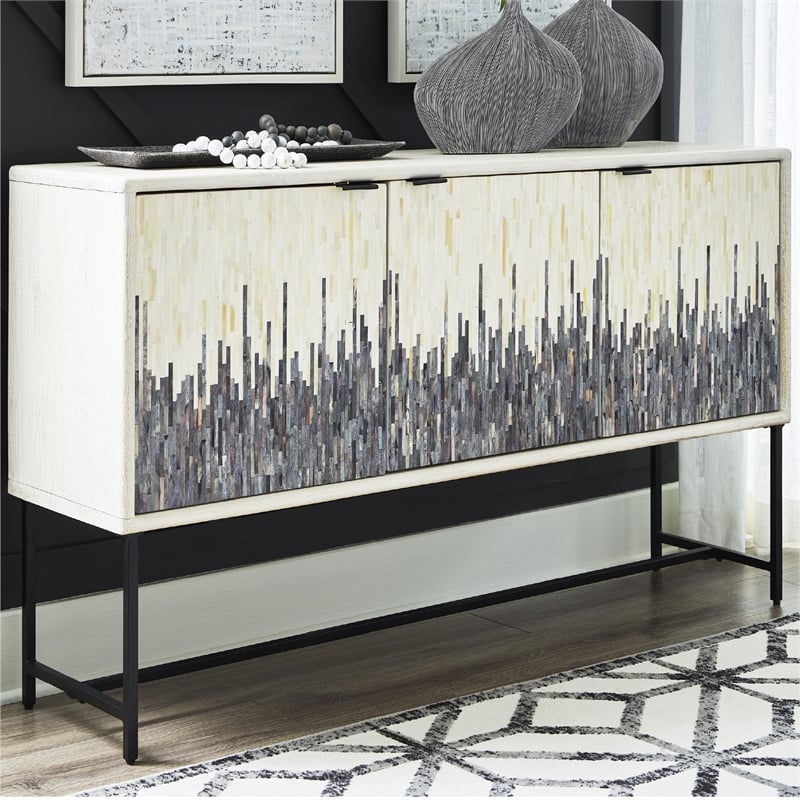 Signature Design by Ashley Freyton White & Gray Accent Cabinet