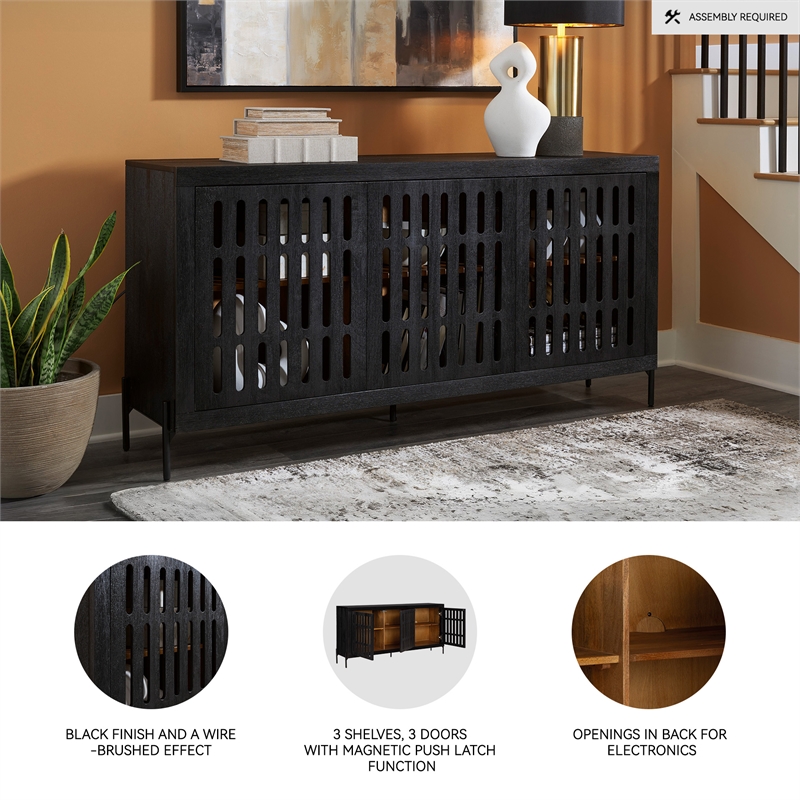 Signature Design by Ashley Vallisburg Black & Natural Accent Cabinet