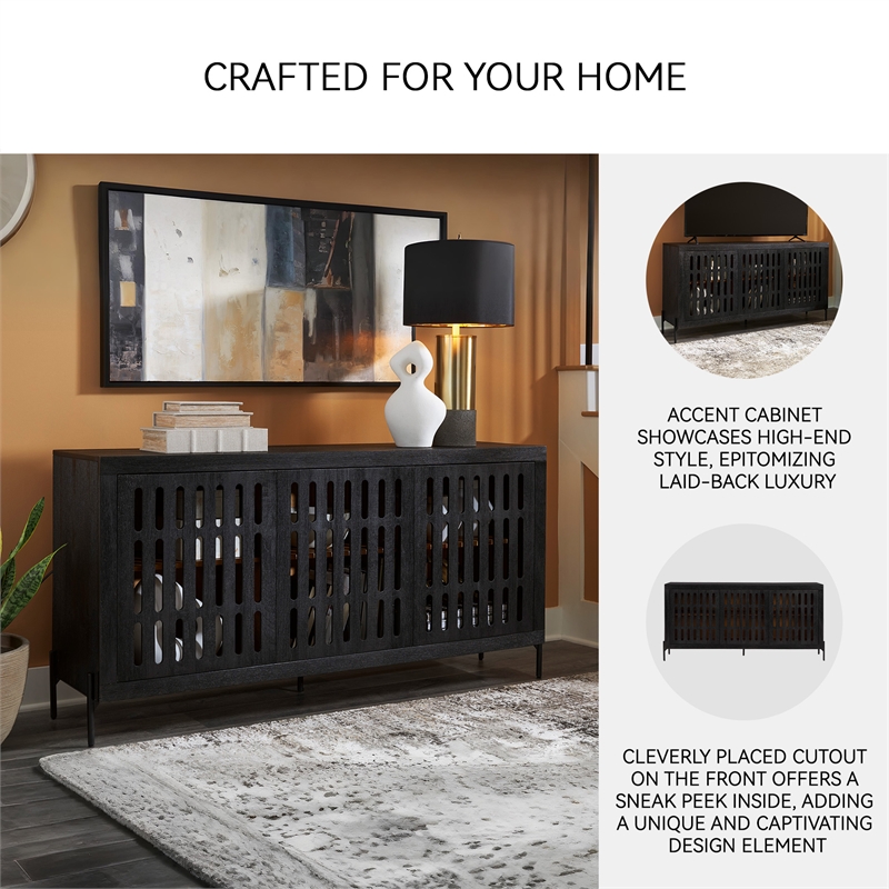 Signature Design by Ashley Vallisburg Black & Natural Accent Cabinet
