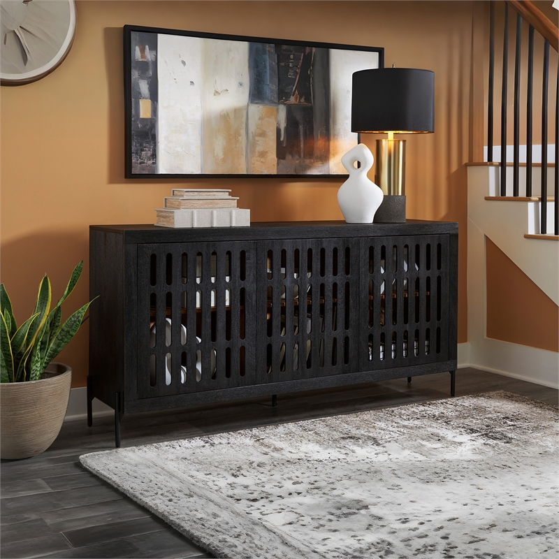 Signature Design by Ashley Vallisburg Black & Natural Accent Cabinet
