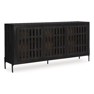 Signature Design by Ashley Vallisburg Black & Natural Accent Cabinet