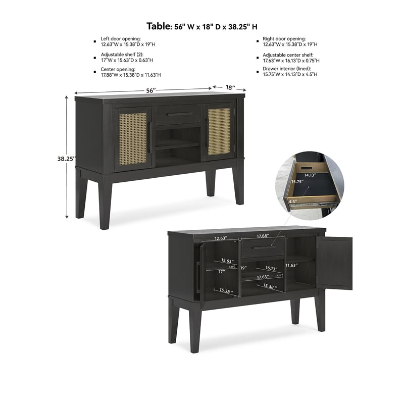 Signature Design by Ashley Galliden Black & Light Brown Dining Server