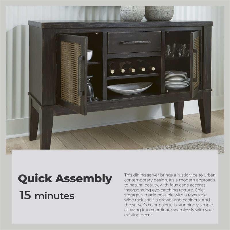 Signature Design by Ashley Galliden Black & Light Brown Dining Server