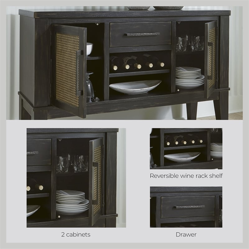 Signature Design by Ashley Galliden Black & Light Brown Dining Server